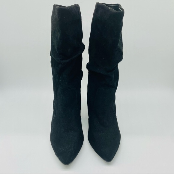 SOLD Report Indio Mid Calf Slouchy Western Black Boots Microfiber Suede Size … - Picture 3 of 11